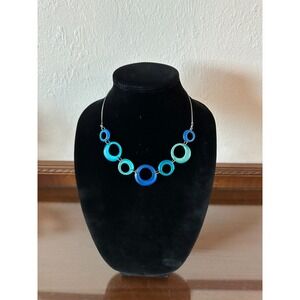 Origin Blue‎ Circular Round Adjustable Statement Necklace